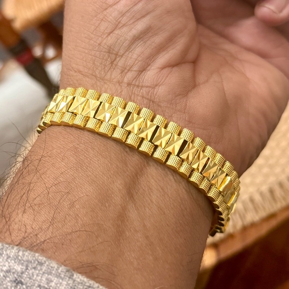 Men’s Bracelet, 24k Duabi Gold Plated Bracelet, Men’s Gold Bracelet Gift for him - Picture 2 of 7